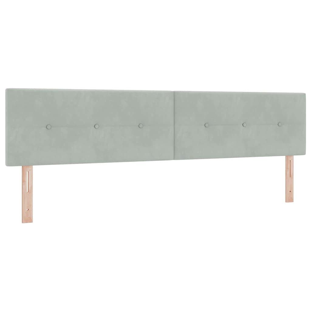 Postel S Boxspringem S Čelo Světle Šedá 200 X 200 Cm Samet