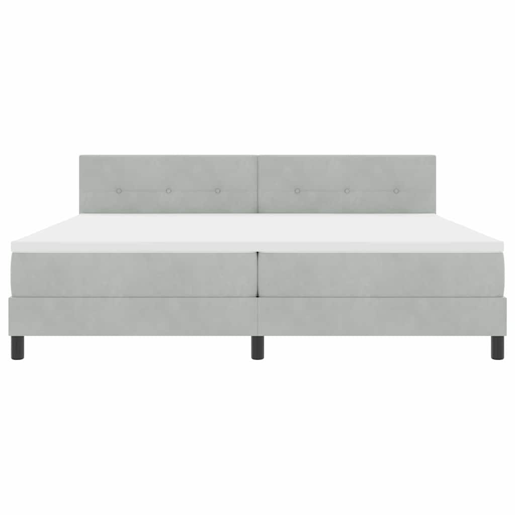 Postel S Boxspringem S Čelo Světle Šedá 200 X 200 Cm Samet