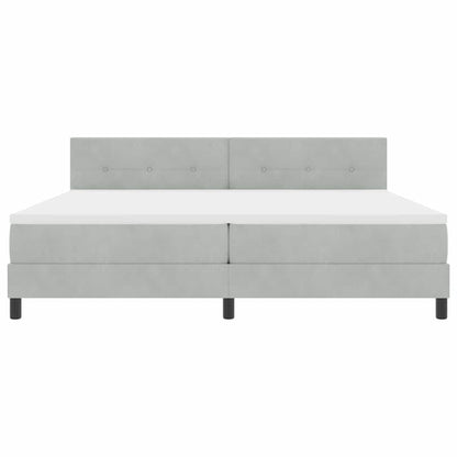 Postel S Boxspringem S Čelo Světle Šedá 200 X 200 Cm Samet