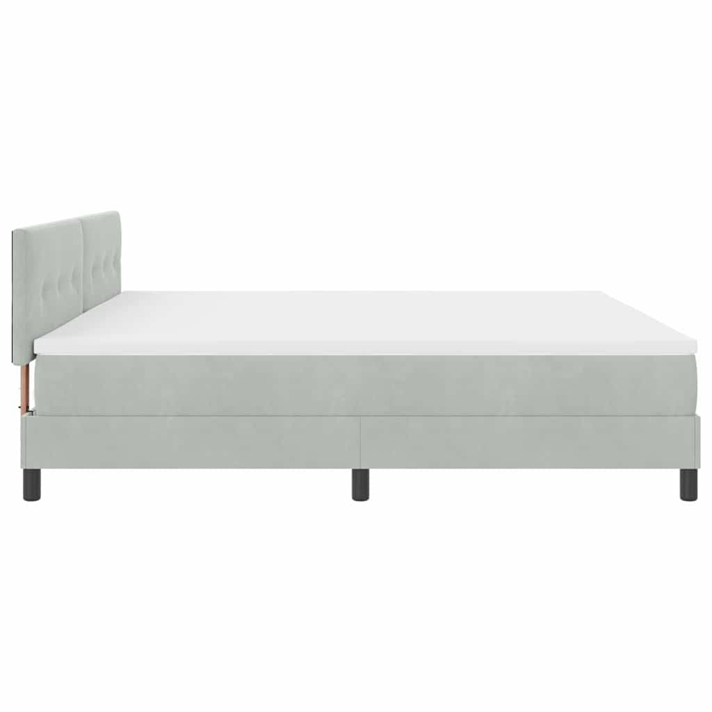 Postel S Boxspringem S Čelo Světle Šedá 200 X 200 Cm Samet