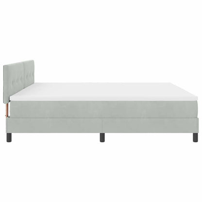 Postel S Boxspringem S Čelo Světle Šedá 200 X 200 Cm Samet