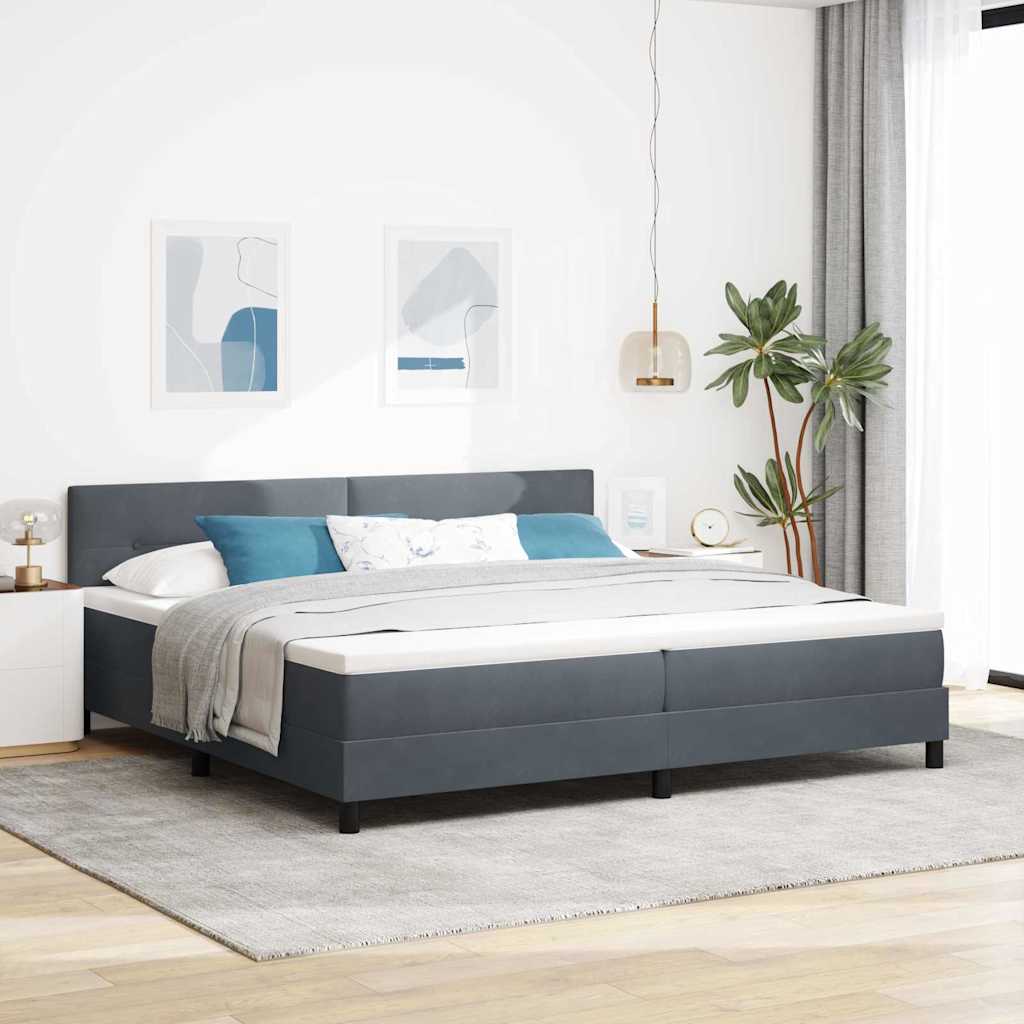 Postel S Boxspringem S Čelo Tmavě Šedá 200 X 200 Cm Samet