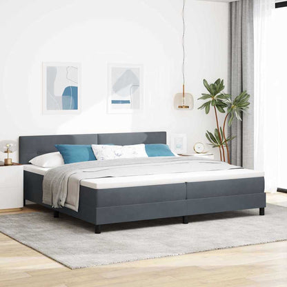 Postel S Boxspringem S Čelo Tmavě Šedá 200 X 200 Cm Samet