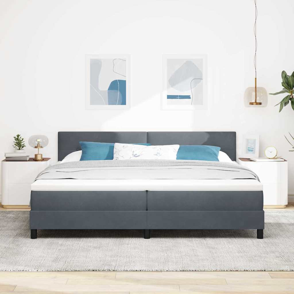 Postel S Boxspringem S Čelo Tmavě Šedá 200 X 200 Cm Samet