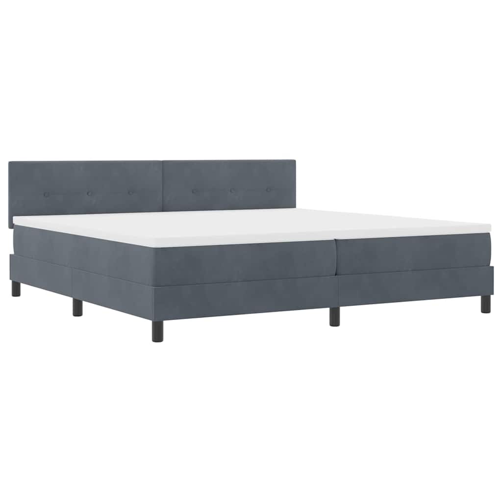 Postel S Boxspringem S Čelo Tmavě Šedá 200 X 200 Cm Samet
