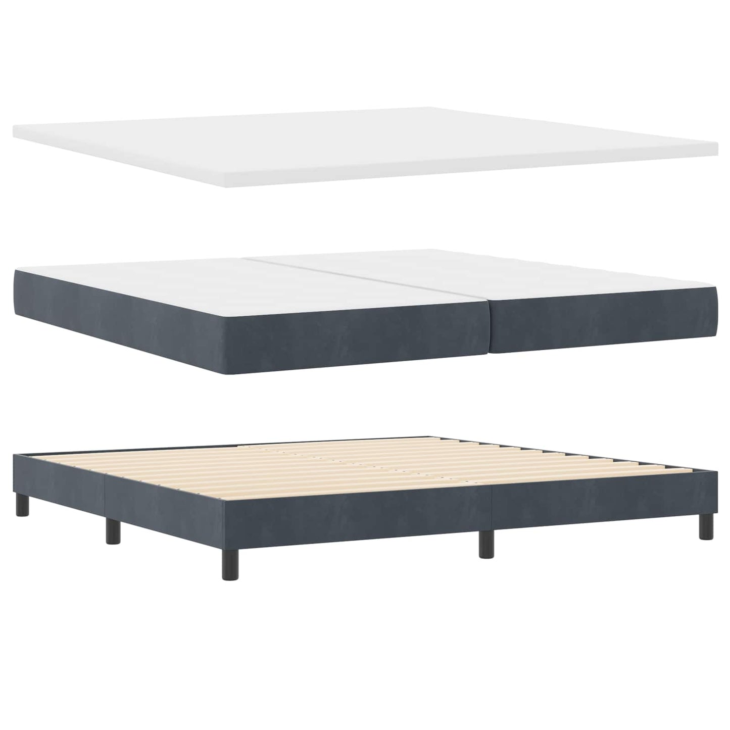 Postel S Boxspringem S Čelo Tmavě Šedá 200 X 200 Cm Samet