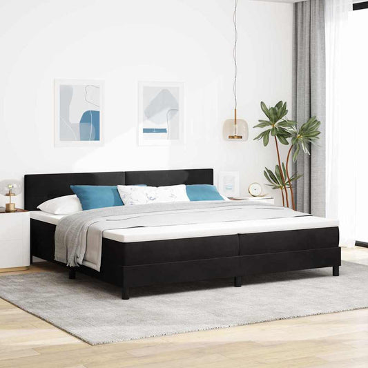Postel S Boxspringem S Čelo Černá 200 X 200 Cm Samet