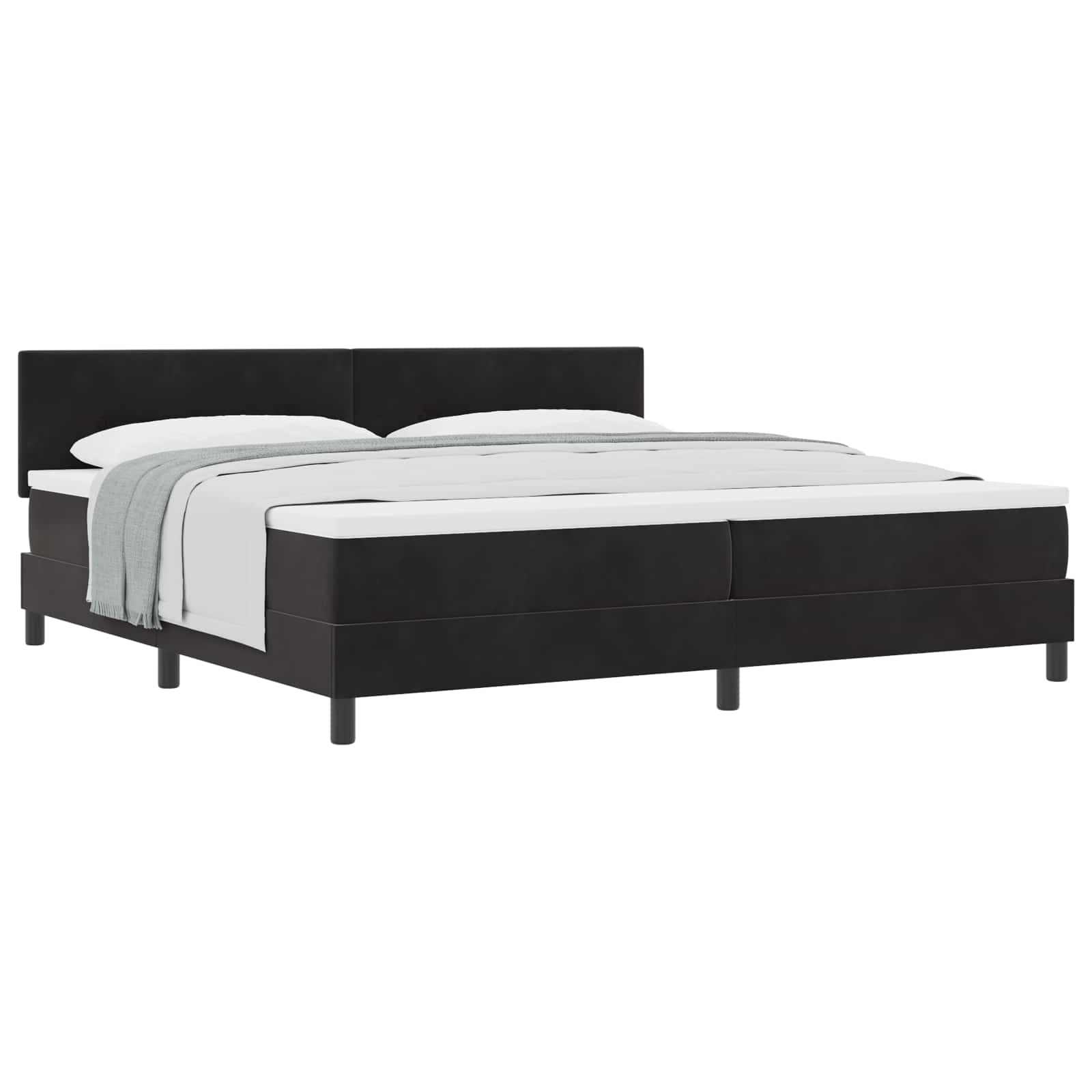 Postel S Boxspringem S Čelo Černá 200 X 200 Cm Samet