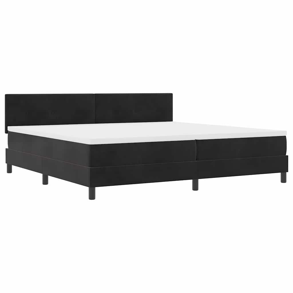 Postel S Boxspringem S Čelo Černá 200 X 200 Cm Samet
