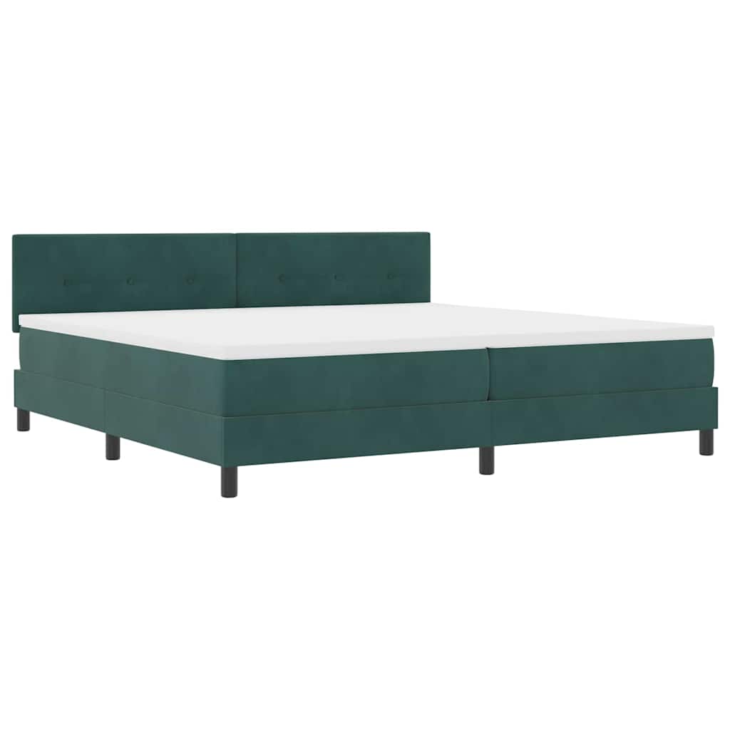 Postel S Boxspringem S Čelo Tmavě Zelená 200 X 200 Cm Samet