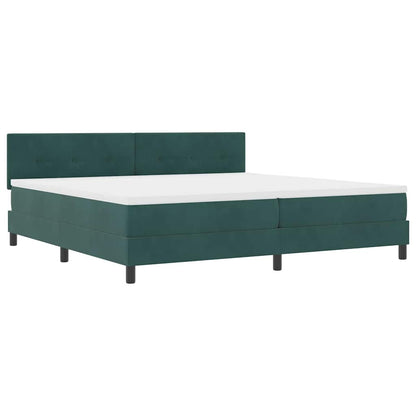 Postel S Boxspringem S Čelo Tmavě Zelená 200 X 200 Cm Samet