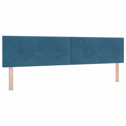 Postel S Boxspringem S Čelo Tmavě Modrá 200 X 200 Cm Samet