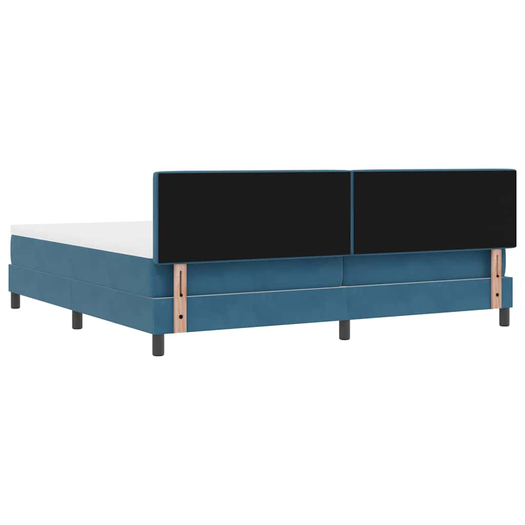 Postel S Boxspringem S Čelo Tmavě Modrá 200 X 200 Cm Samet