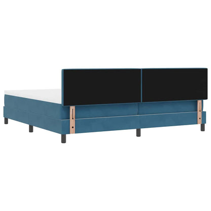 Postel S Boxspringem S Čelo Tmavě Modrá 200 X 200 Cm Samet