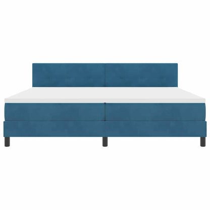 Postel S Boxspringem S Čelo Tmavě Modrá 200 X 200 Cm Samet