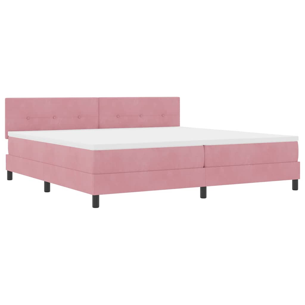 Postel S Boxspringem S Čelo Růžová 200 X 200 Cm Samet