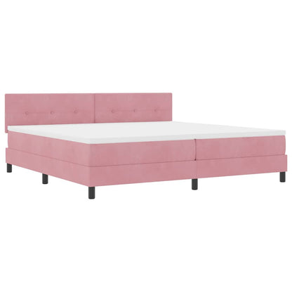 Postel S Boxspringem S Čelo Růžová 200 X 200 Cm Samet