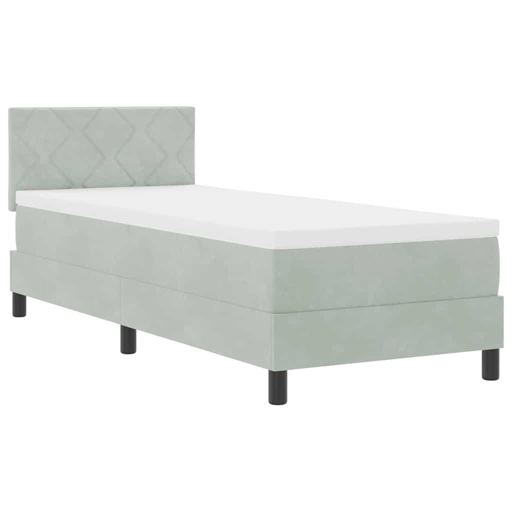 Postel S Boxspringem S Čelo Světle Šedá 80 X 200 Cm Samet