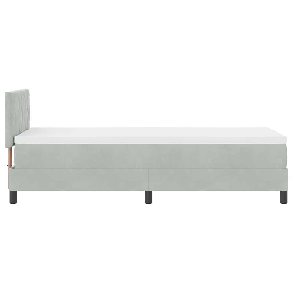 Postel S Boxspringem S Čelo Světle Šedá 80 X 200 Cm Samet