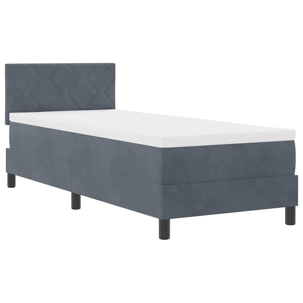 Postel S Boxspringem S Čelo Tmavě Šedá 80 X 200 Cm Samet
