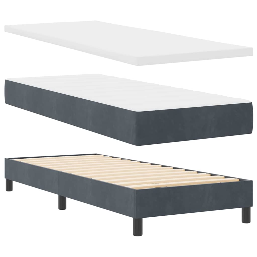 Postel S Boxspringem S Čelo Tmavě Šedá 80 X 200 Cm Samet
