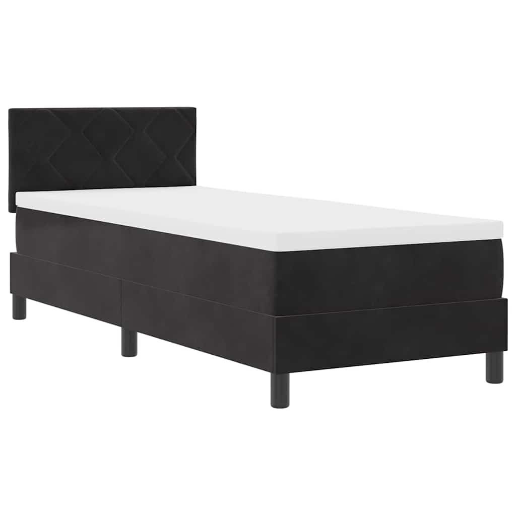 Postel S Boxspringem S Polštářem S Čelo Černá 80 X 200 Cm Samet