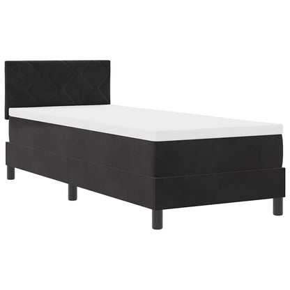 Postel S Boxspringem S Polštářem S Čelo Černá 80 X 200 Cm Samet