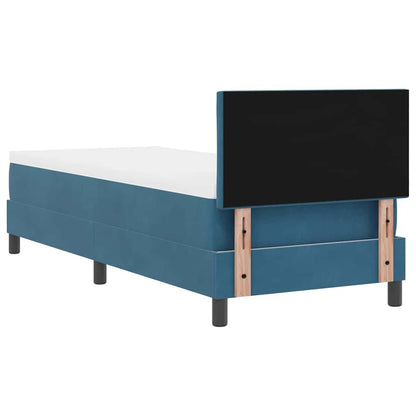 Postel S Boxspringem S Čelo Tmavě Modrá 80 X 200 Cm Samet