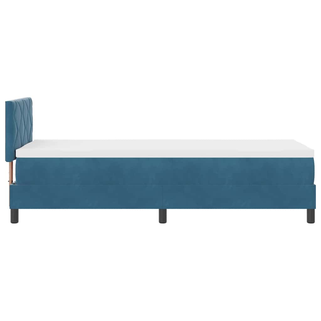 Postel S Boxspringem S Čelo Tmavě Modrá 80 X 200 Cm Samet