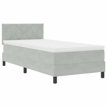 Postel S Boxspringem S Čelo Světle Šedá 90 X 190 Cm Samet