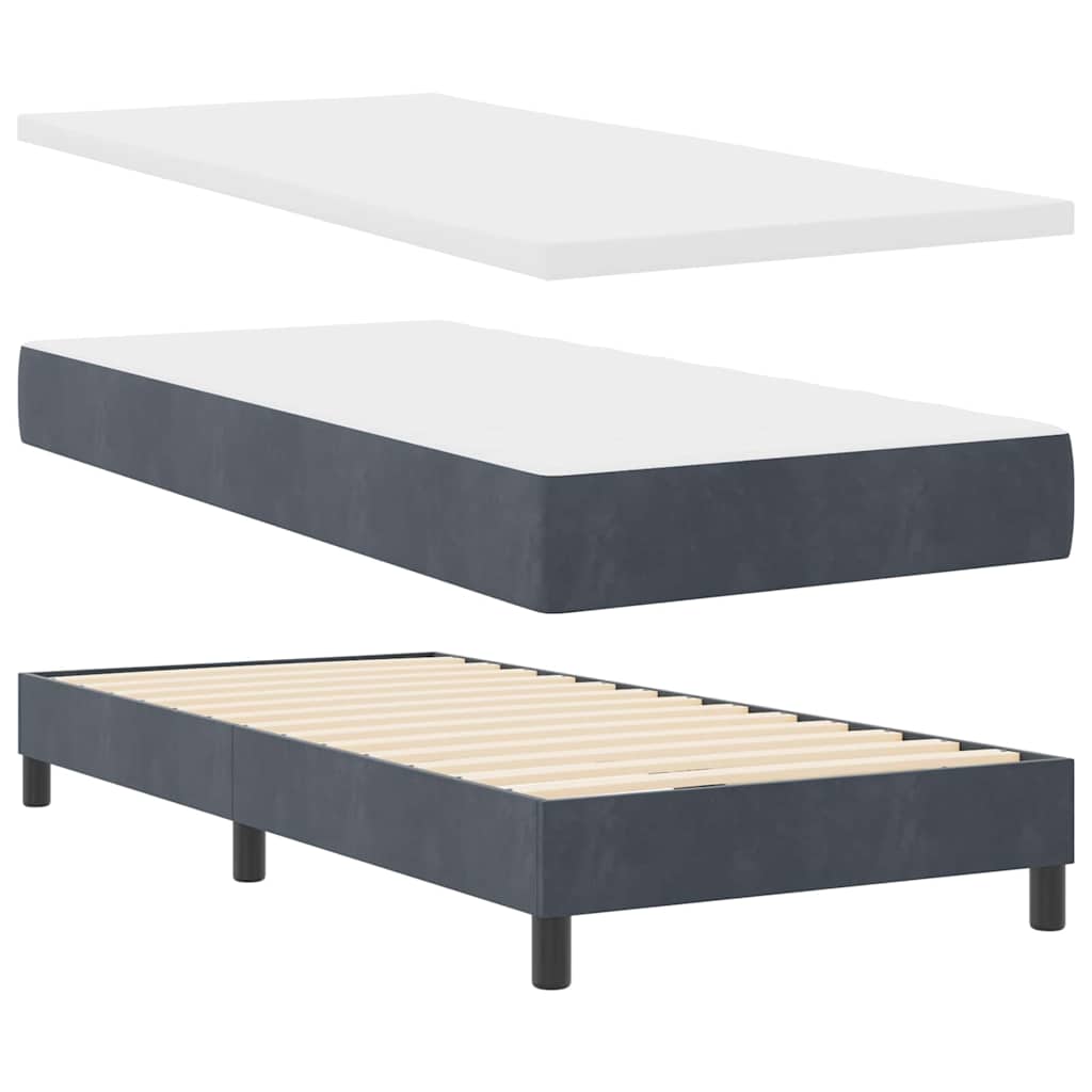 Postel S Boxspringem S Čelo Tmavě Šedá 90 X 190 Cm Samet