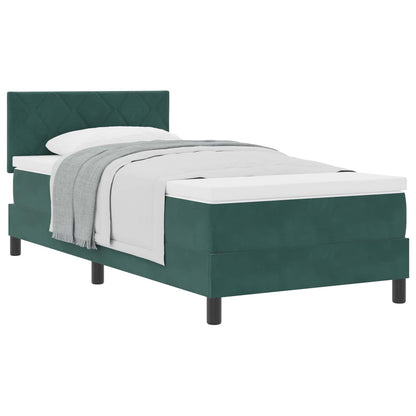 Postel S Boxspringem S Čelo Tmavě Zelená 90 X 190 Cm Samet