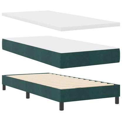 Postel S Boxspringem S Čelo Tmavě Zelená 90 X 190 Cm Samet