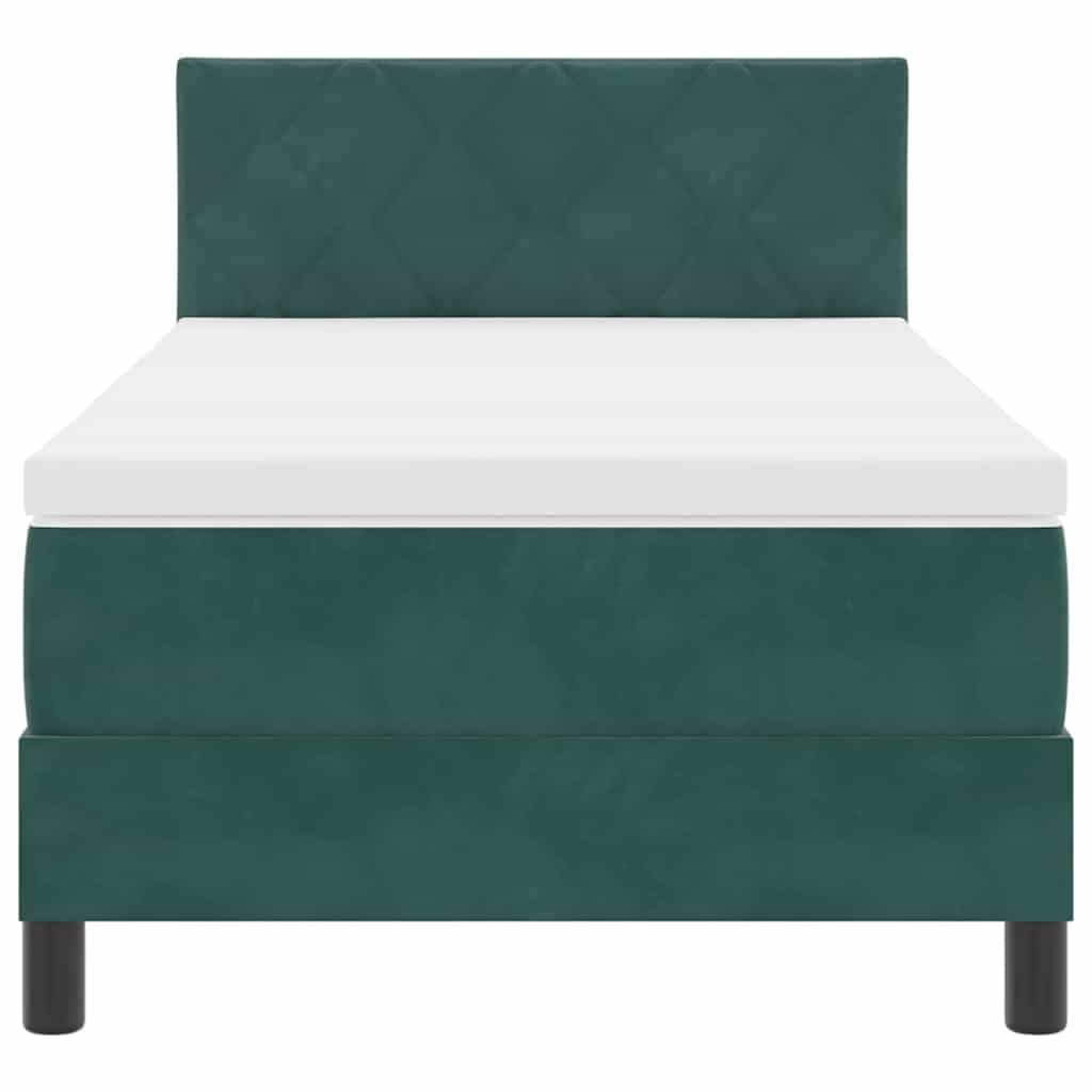 Postel S Boxspringem S Čelo Tmavě Zelená 90 X 190 Cm Samet