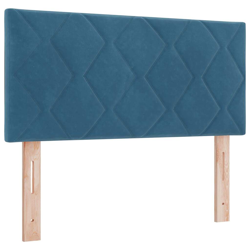 Postel S Boxspringem S Čelo Tmavě Modrá 90 X 190 Cm Samet