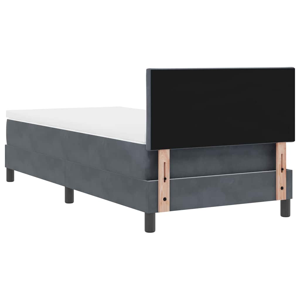 Postel S Boxspringem S Čelo Tmavě Šedá 90 X 200 Cm Samet