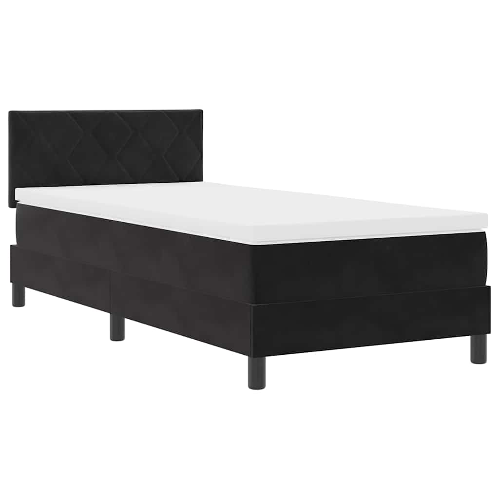 Postel S Boxspringem S Čelo Černá 90 X 200 Cm Samet