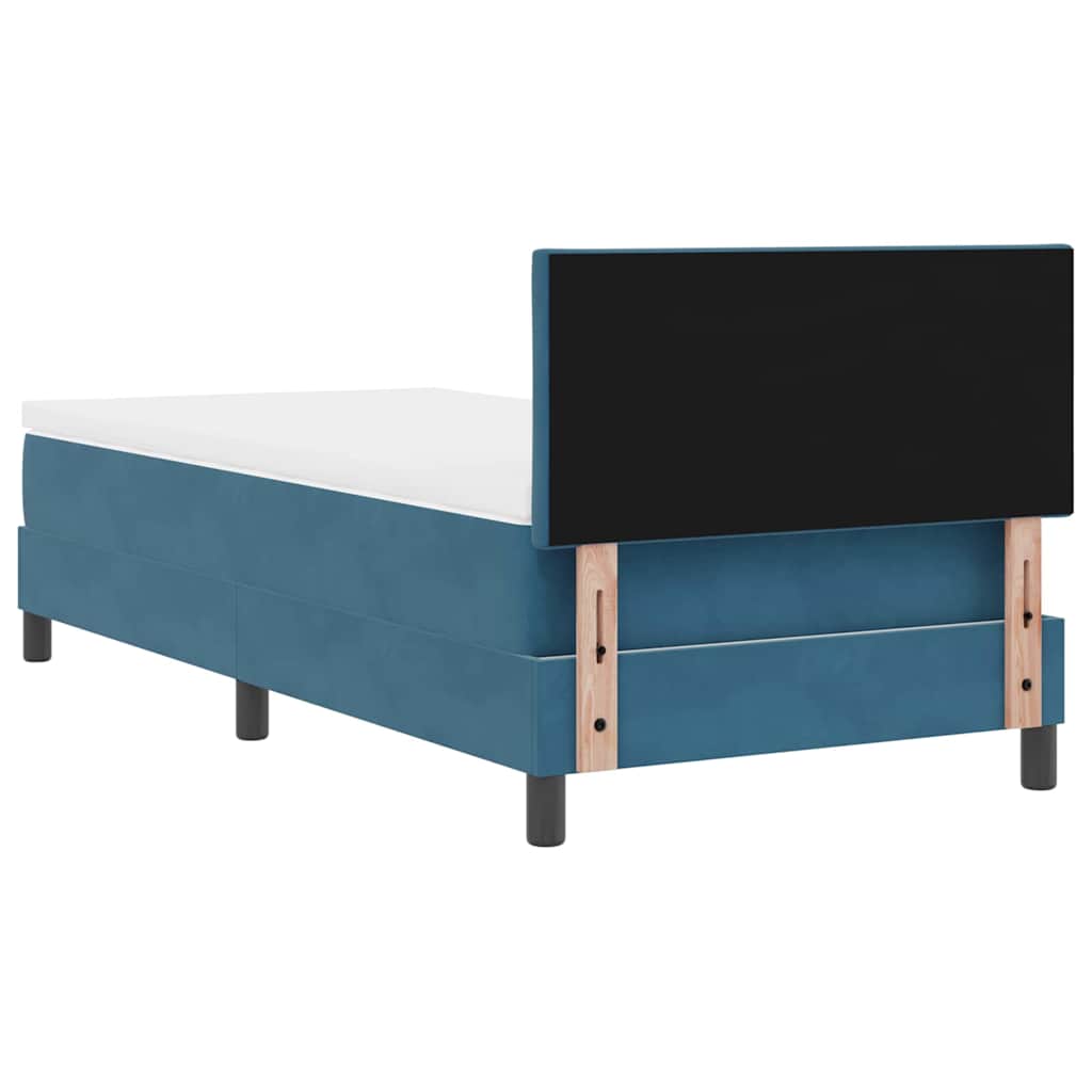 Postel S Boxspringem S Čelo Tmavě Modrá 90 X 200 Cm Samet