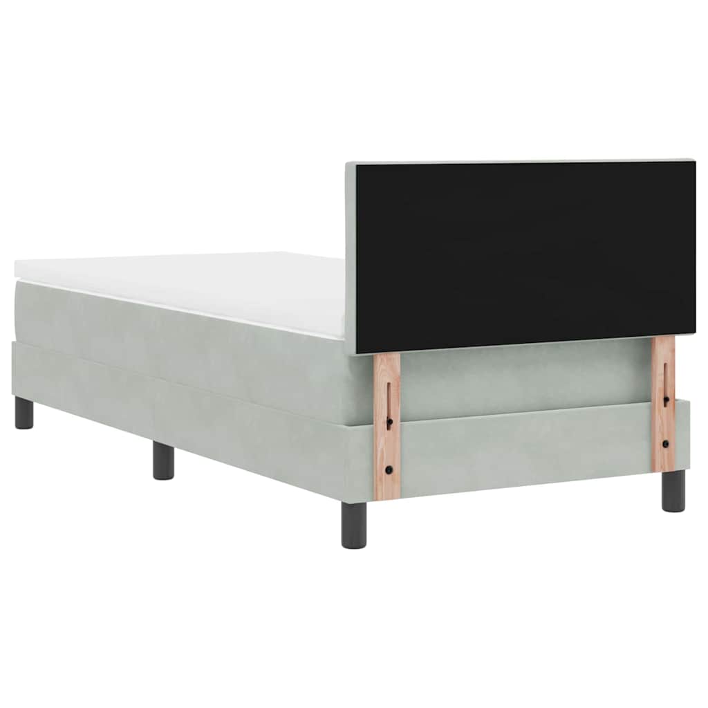 Postel S Boxspringem S Čelo Světle Šedá 100 X 200 Cm Samet