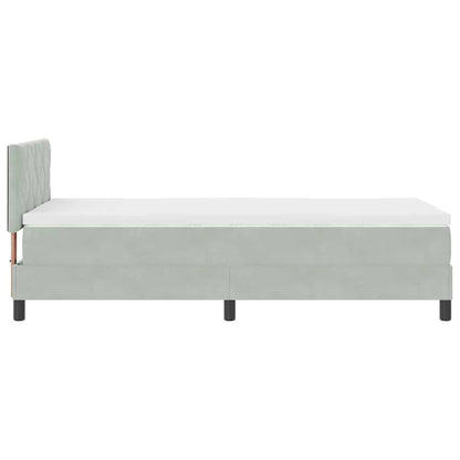 Postel S Boxspringem S Čelo Světle Šedá 100 X 200 Cm Samet