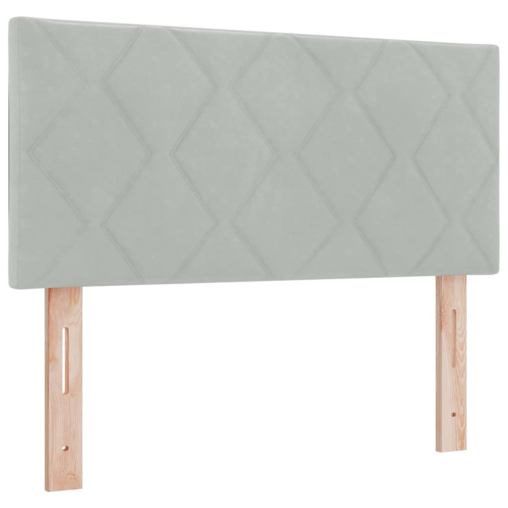 Postel S Boxspringem S Čelo Světle Šedá 120 X 190 Cm Samet