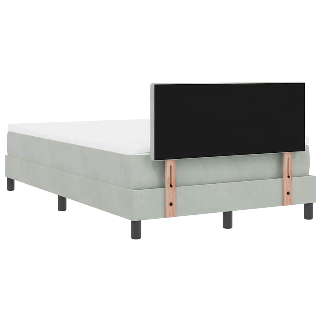 Postel S Boxspringem S Čelo Světle Šedá 120 X 190 Cm Samet