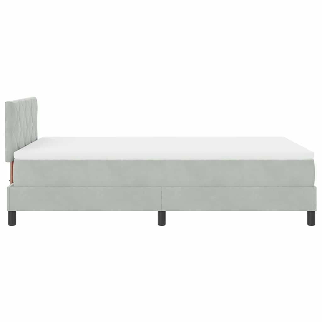 Postel S Boxspringem S Čelo Světle Šedá 120 X 190 Cm Samet