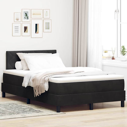 Postel S Boxspringem S Čelo Černá 120 X 190 Cm Samet