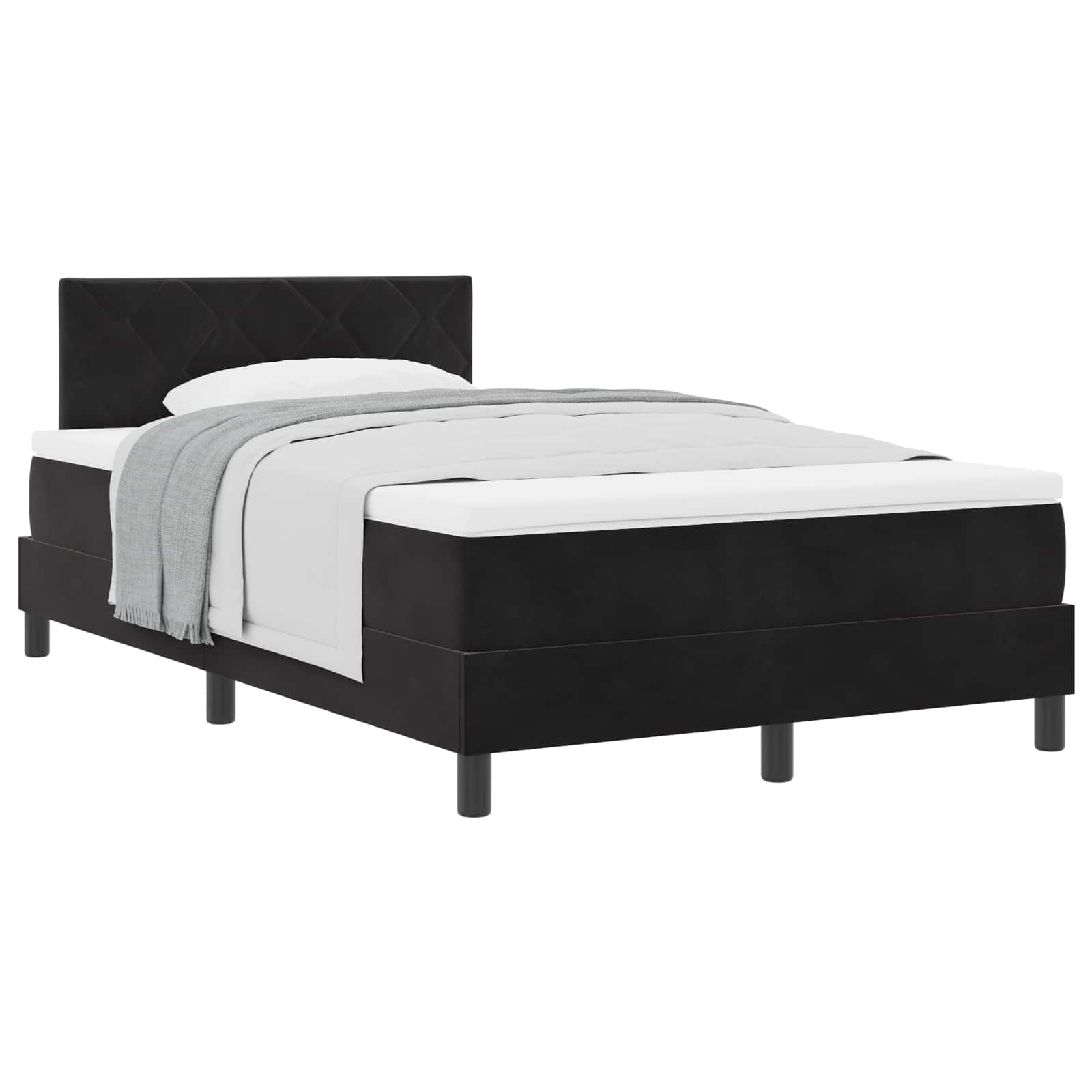 Postel S Boxspringem S Čelo Černá 120 X 190 Cm Samet