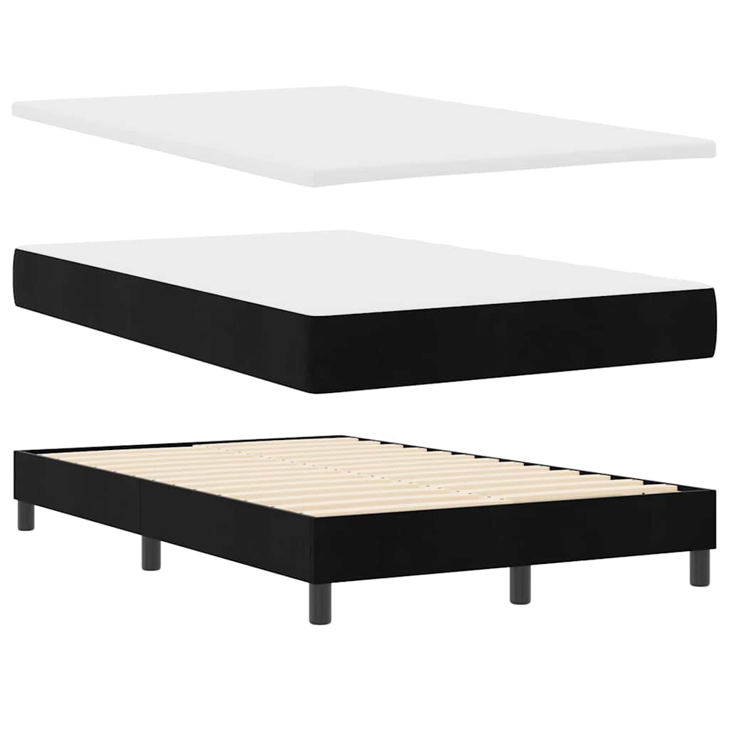 Postel S Boxspringem S Čelo Černá 120 X 190 Cm Samet