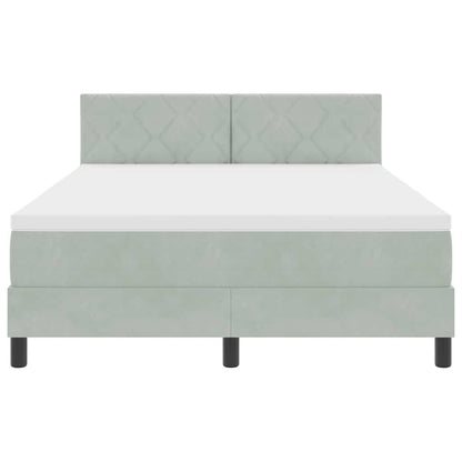 Postel S Boxspringem S Čelo Světle Šedá 140 X 190 Cm Samet