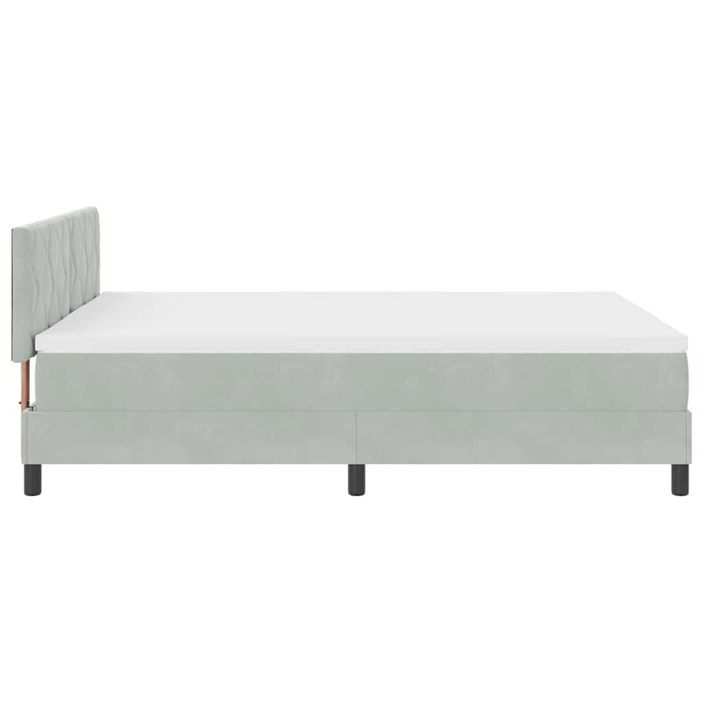 Postel S Boxspringem S Čelo Světle Šedá 140 X 190 Cm Samet