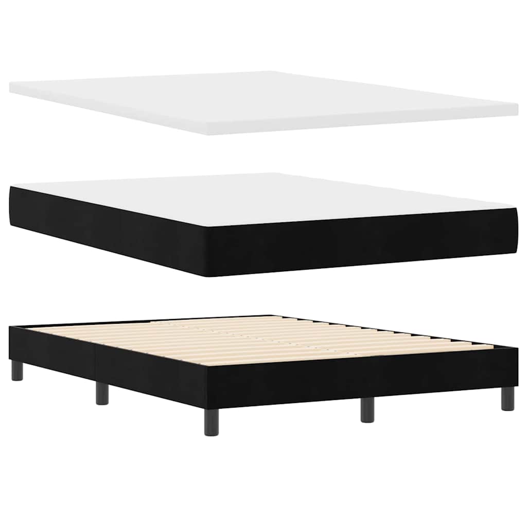 Postel S Boxspringem S Čelo Černá 140 X 190 Cm Samet