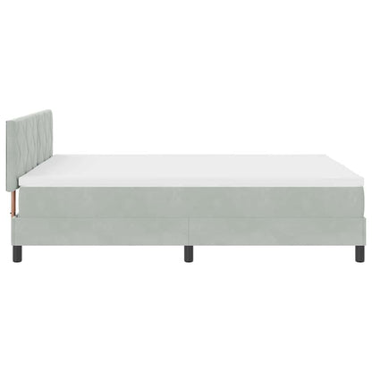 Postel S Boxspringem S Čelo Světle Šedá 140 X 200 Cm Samet